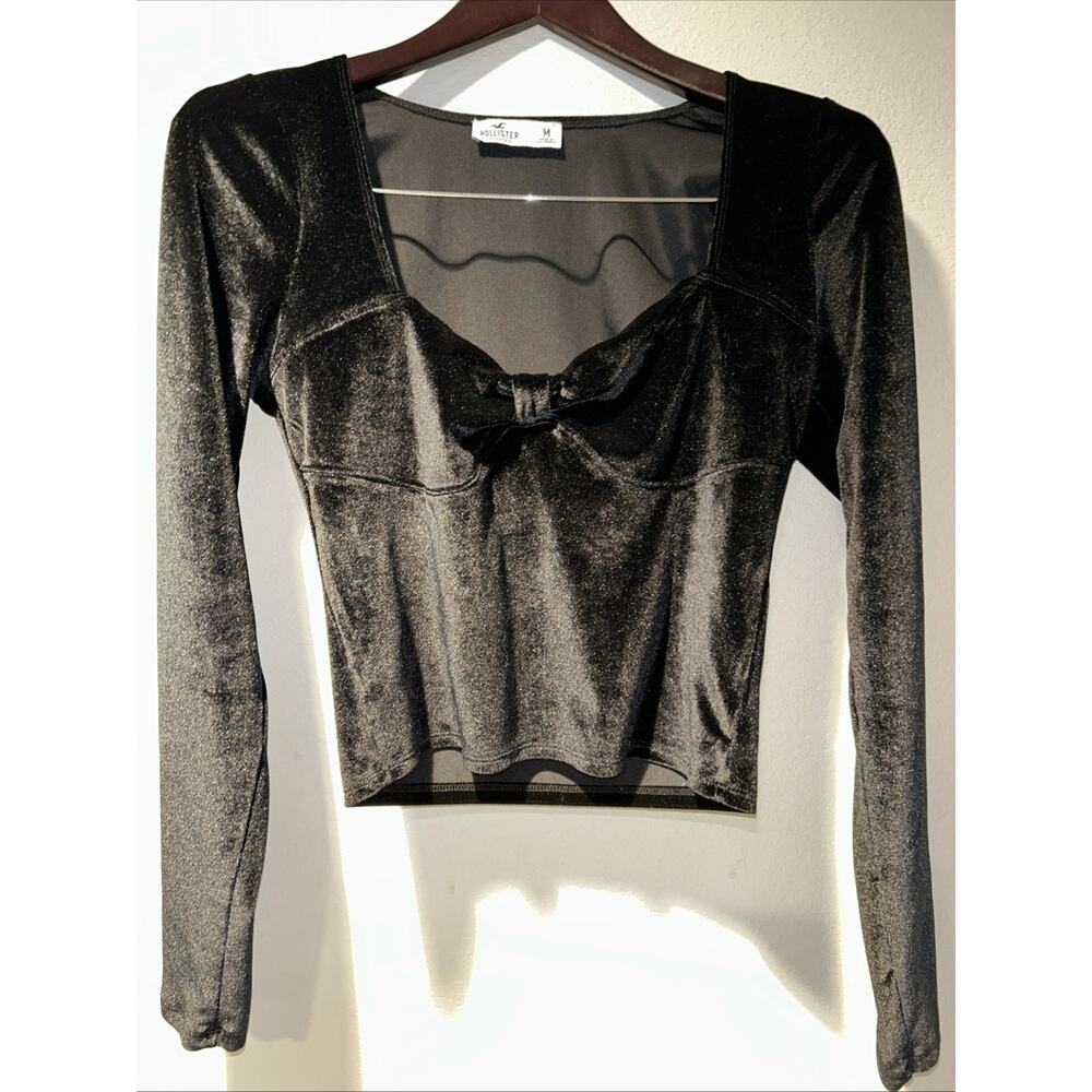 Hollister Medium Black Velvet Sweetheart Babydoll Whimsigoth Dark Romance